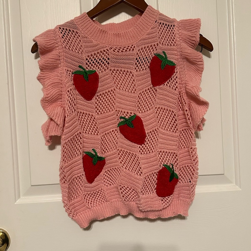Charming Strawberry Woven sweater